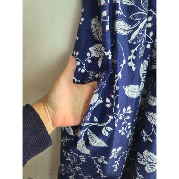 NWOT Only Necessities Blue White Floral 100% Cottom Maxi Length Dress size Large - Picture 6 of 10